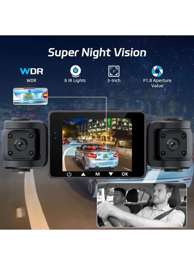 4 Channel Dash Cam 1080P 360 Degree View Front Rear Inside Left Right Cameras 32G Card - Image 5